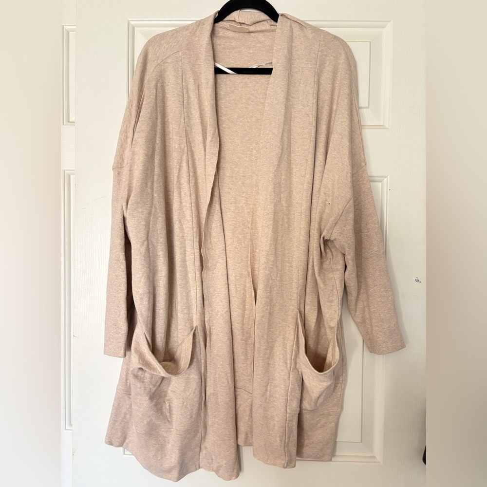Pact Organic Cotton Airplane Wrap Cardigan in Beige Neutral Women sz XL/XXL - Picture 2 of 5